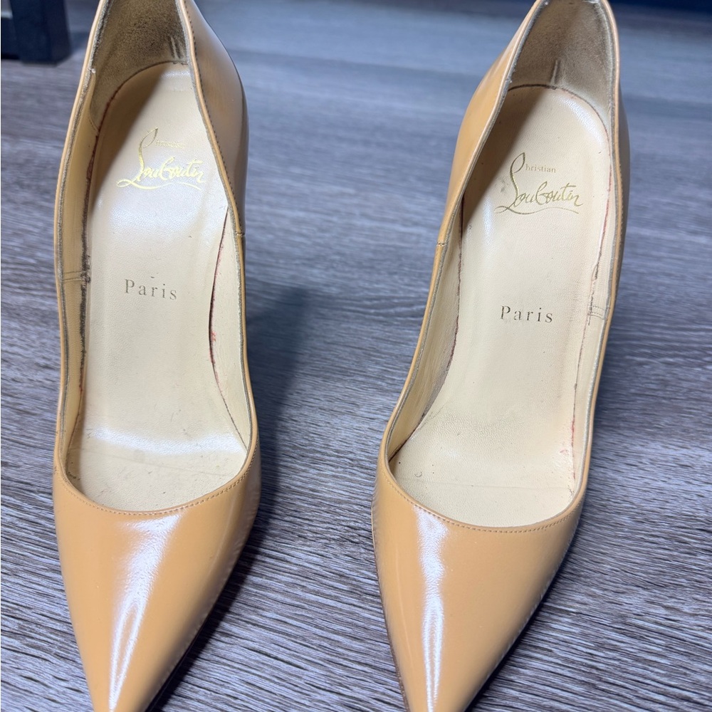Christian Louboutin Tan So Kate Patent Leather Heels